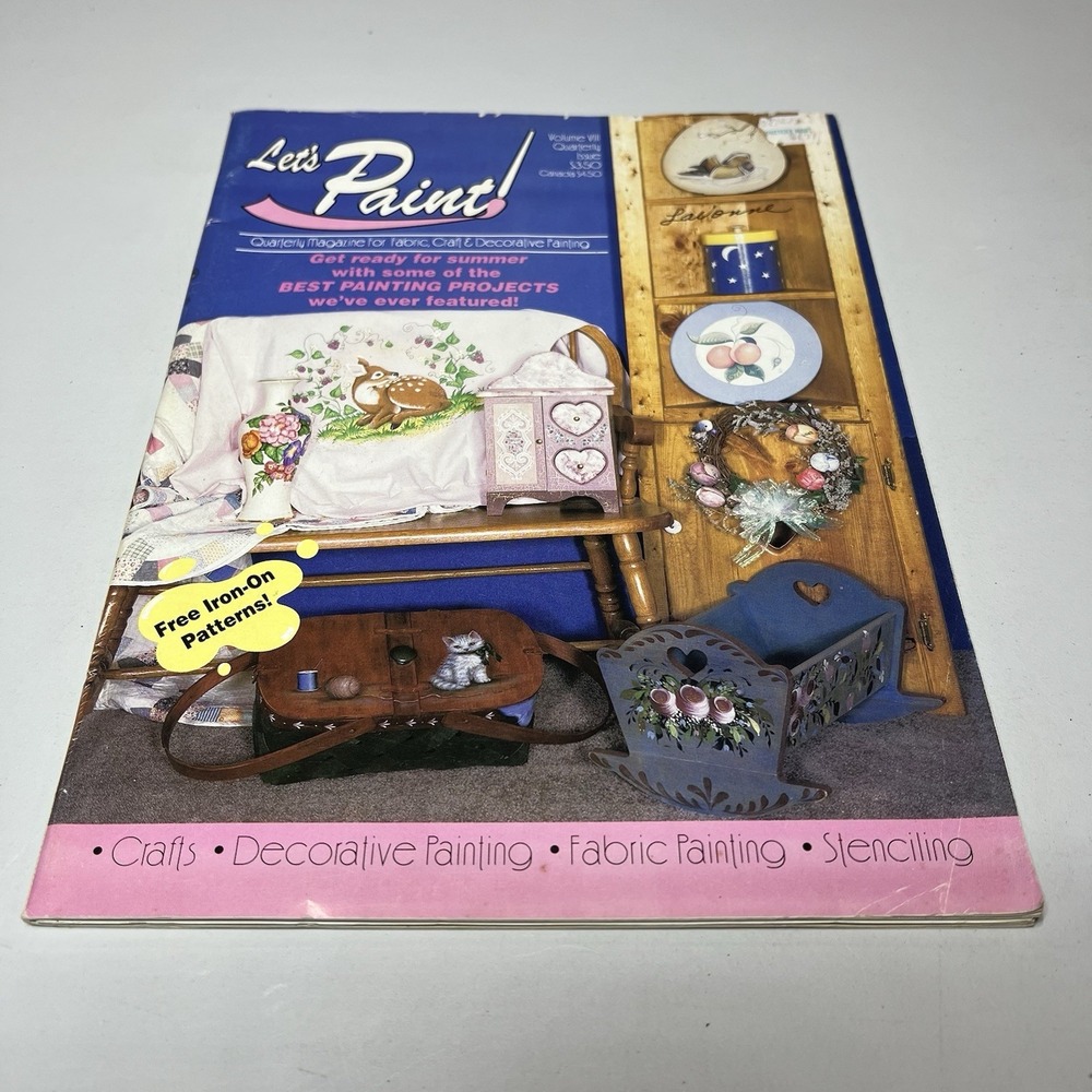 Vintage Let's Paint Magazine 1994 Issue #8 Crafts Projects Painting Patterns